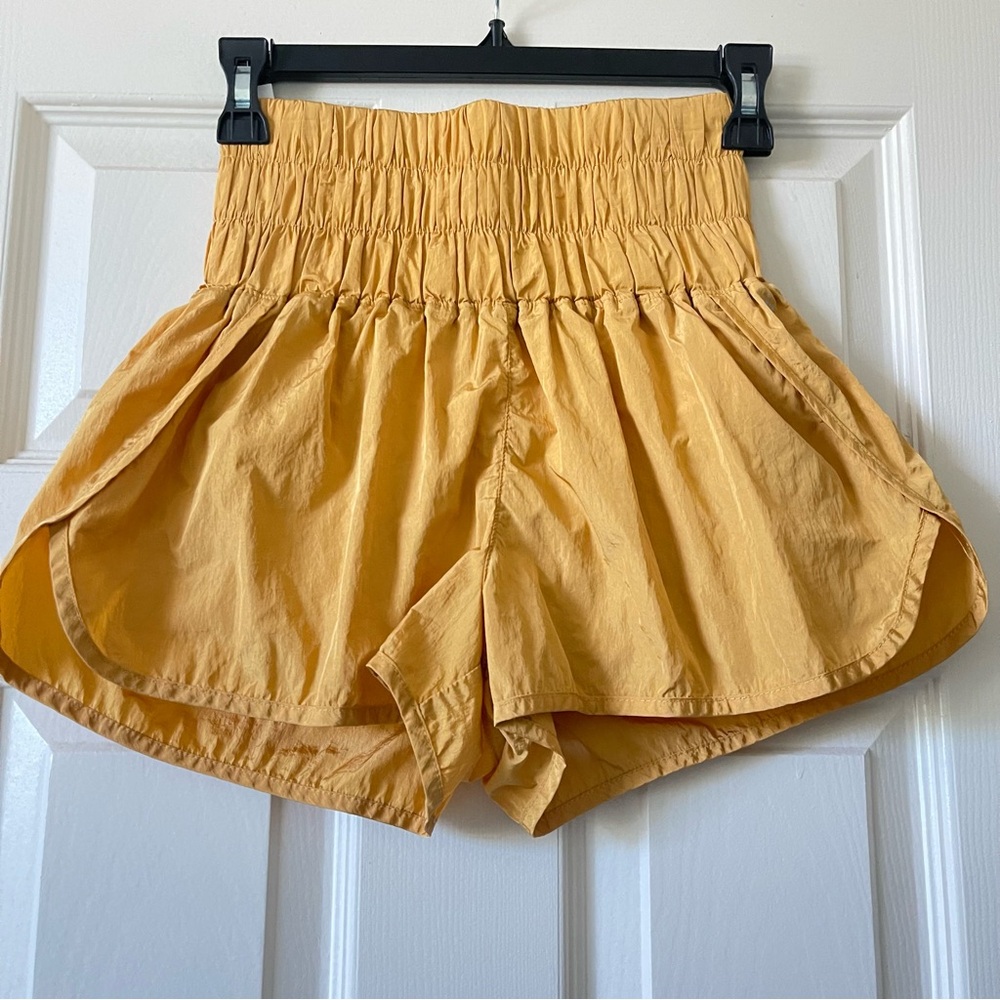 Free People Running Outdoors Shorts High Waist Lightweight Gold Color Size S